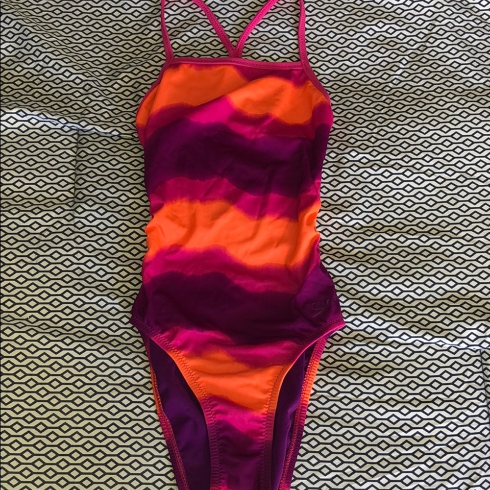 One Piece Speedo Swimsuit - size 26, purple&orange